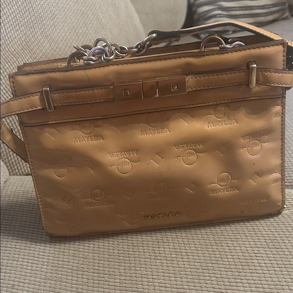 Mayle Embossed Tan Crossbody Bag